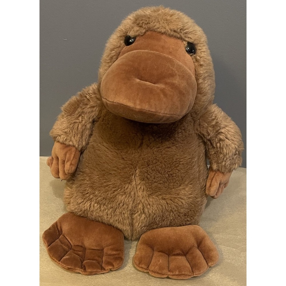 Vintage Manhattan Toy 1987 Platypus Plush Stuffed Animal Brown 16" Korea Rare